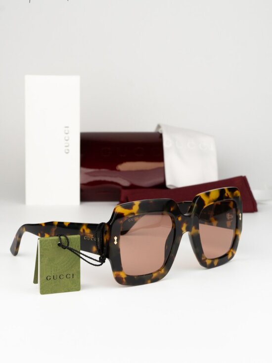 Gucci Accessories - Gucci Women Sunglasses Havana Red Square GG1111S 003 NEW AUTHENTIC